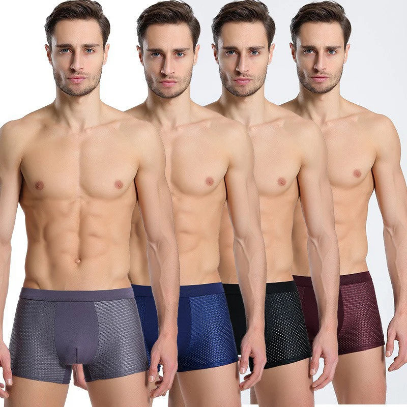 8Pcs Men's Ice Silk Mesh Boxer Shorts - Breathable Solid Color Fashion Underwear Panties for Men