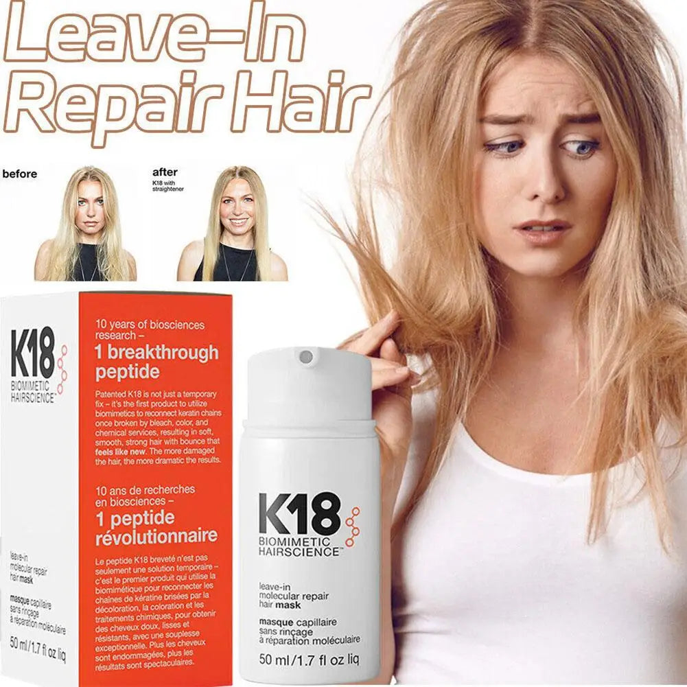 K18 Leave-In Molecular Hair Mask – Deep Keratin Repair Treatment for Softening & Restoring Damaged Hair (1/5 pcs)