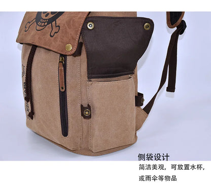 One Piece & Naruto Anime Canvas Backpack — School Shoulder Bag for Primary & Secondary Students, Gift Idea