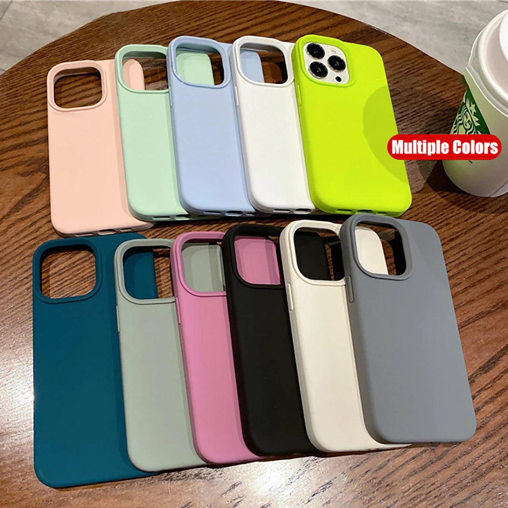 Liquid Silicone iPhone Case – Soft Shockproof Back Cover for iPhone 16/15/14/13/12/11 Pro Max