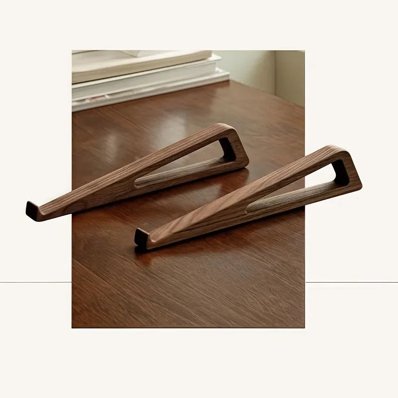 Foldable Wooden Laptop Stand - Ergonomic 12° Adjustable Angle with Cooling Ventilation Design