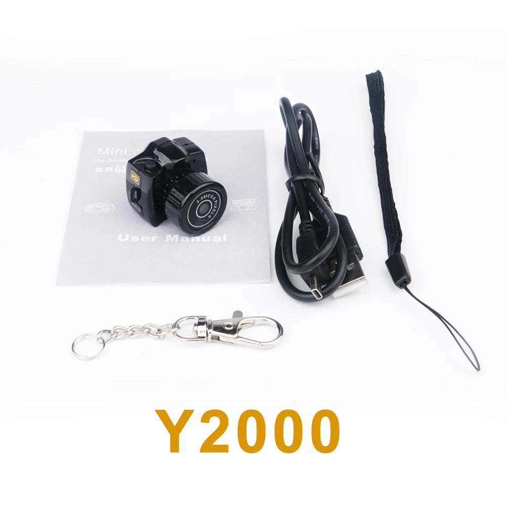 Y4000 Monoreflex Mini Camera 1080P Portable Video Recorder with Flash Lamp, Battery Dock & LCD Screen