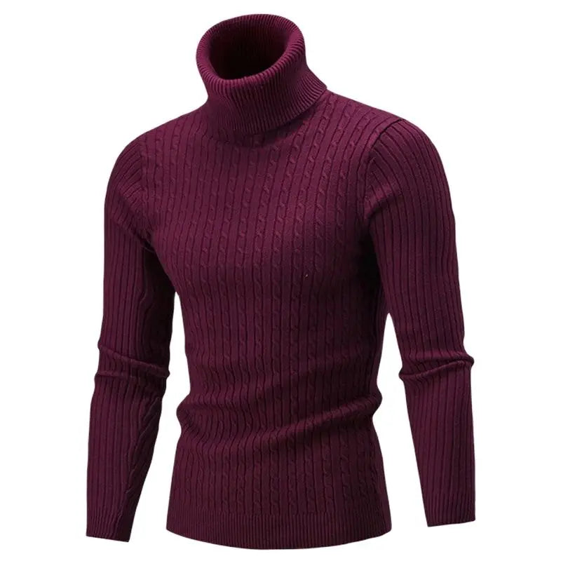 Autumn Winter Men's Turtleneck Sweater - Slim Fit Knitted Rollneck Pullover, Warm and Casual Jumper for Men