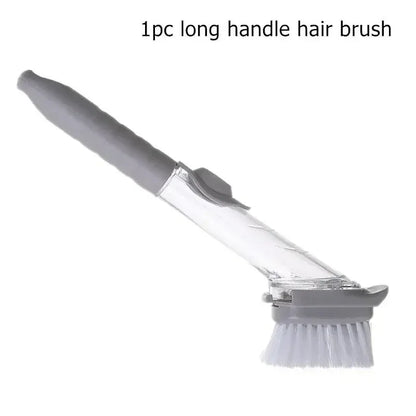 Refillable Liquid Cleaning Brush – Kitchen Bowl Scrubber with Long Handle & Dish Soap Dispenser