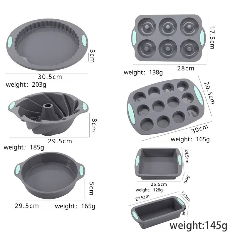 3D Silicone Bread and Muffin Mold Set - Heat Resistant, Non-Stick Kitchen Bakeware for Cakes and Pastries