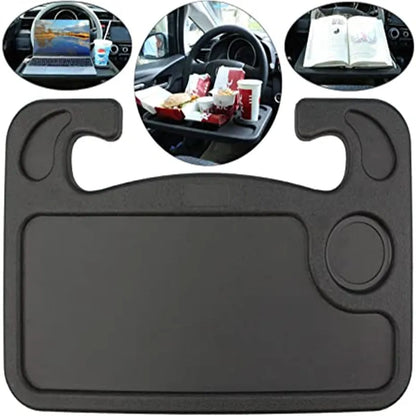 Portable Car Laptop Desk Mount: Steering Wheel Dining Table Bracket for Eating, Working, and Drinking - Convenient Tray Board