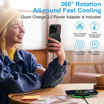 30W Wireless Charger Stand with LED Light - Fast-Charging Base for iPhone 8–17 Series, Samsung Galaxy S25/S26 and Xiaomi Devices