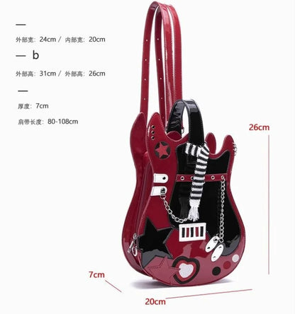 PU Harajuku Guitar Backpack – Cute Y2K Style Mochilas Mujer, Chic Shoulder & Crossbody Bag