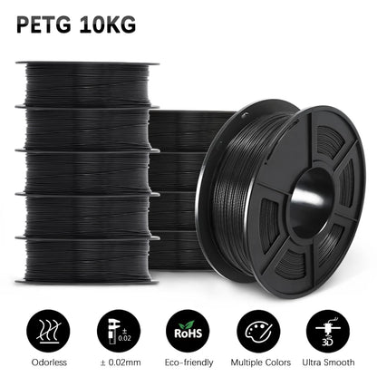SUNLU 10KG 3D Printer Filament Set – 1.75mm PLA, PETG, PLA+ & Clear, 10 Rolls x 1KG Neatly Wound for 3D Printers & 3D Pens