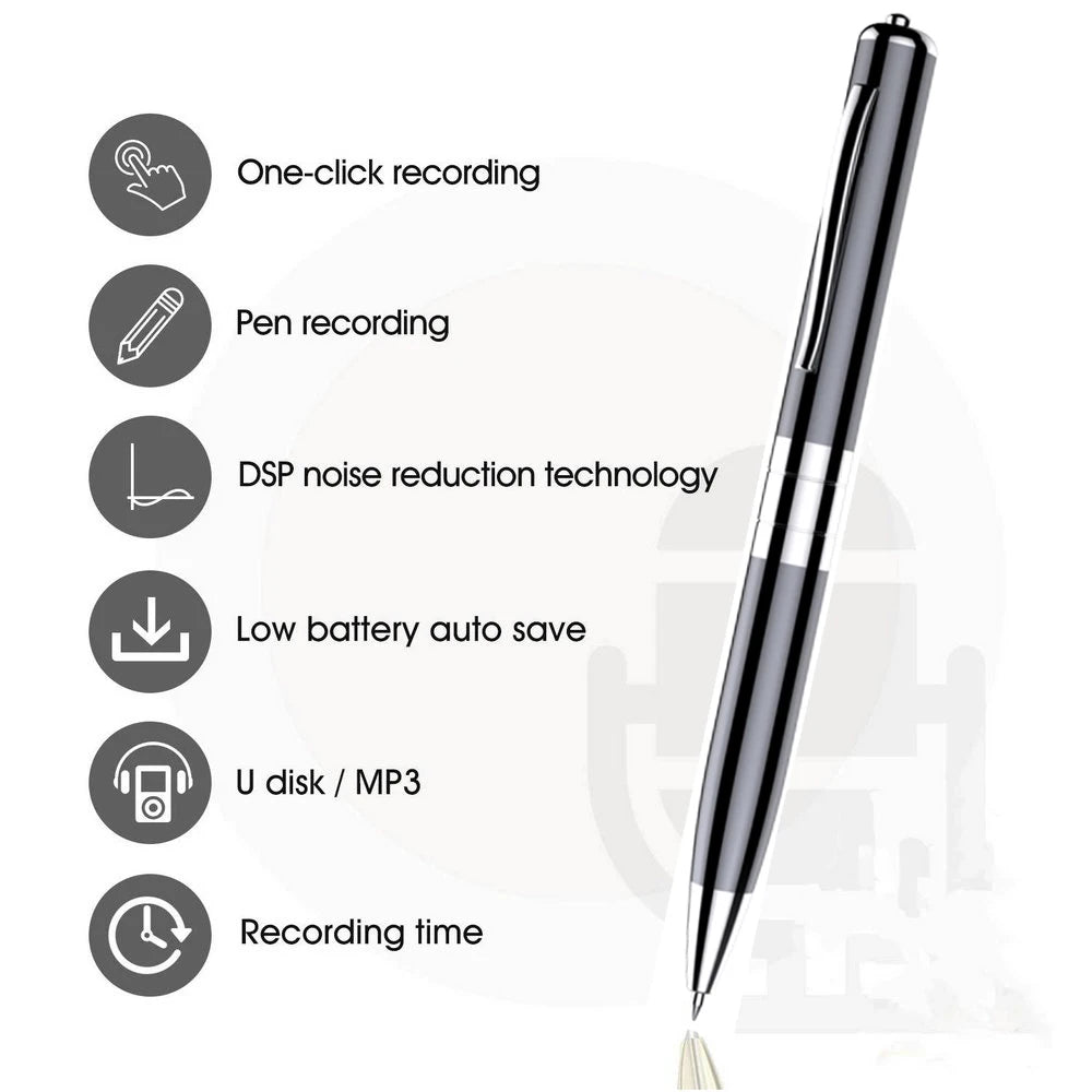 Digital Voice Recorder — 64GB/128GB Portable Professional Sound Dictaphone, Voice-Activated Audio Recording Pen & MP3 Player