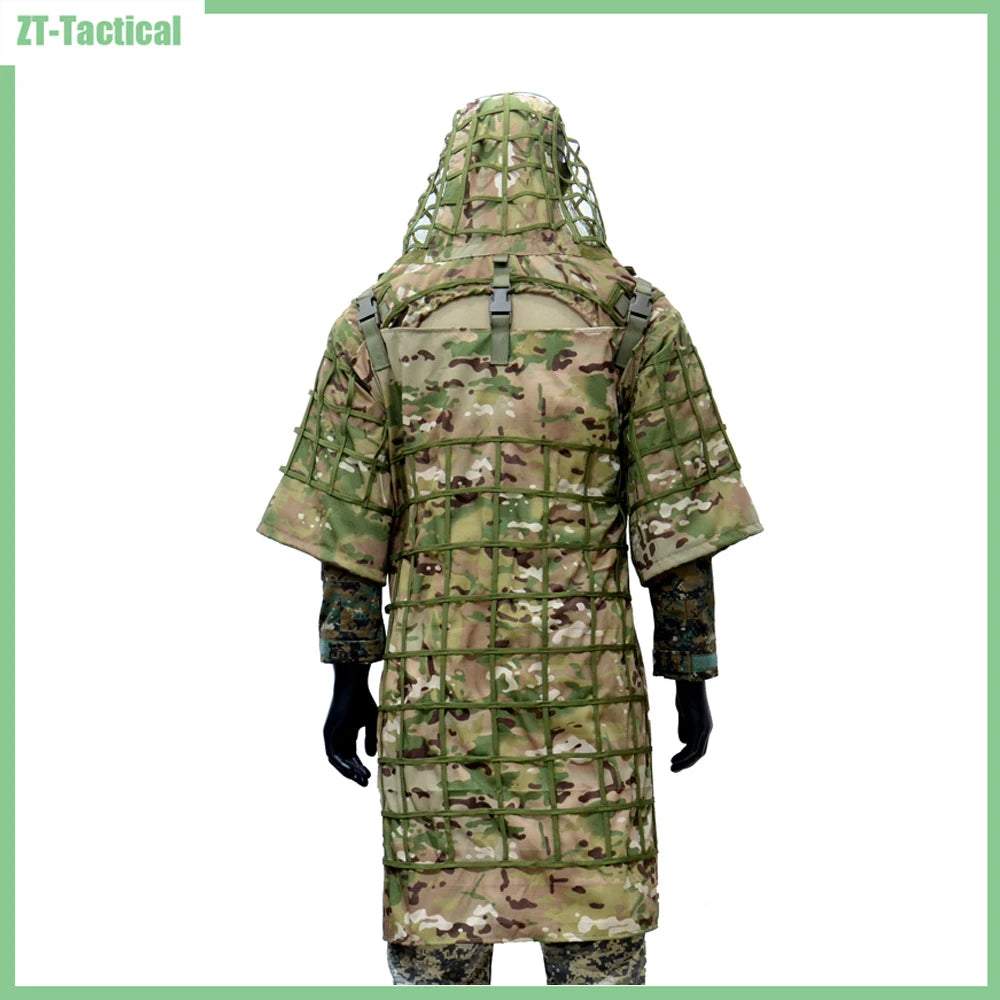 Ghillie Suit Set | Camouflage Hunting Poncho, Base, Cape & Sniper Viper Hood for Airsoft & Paintball