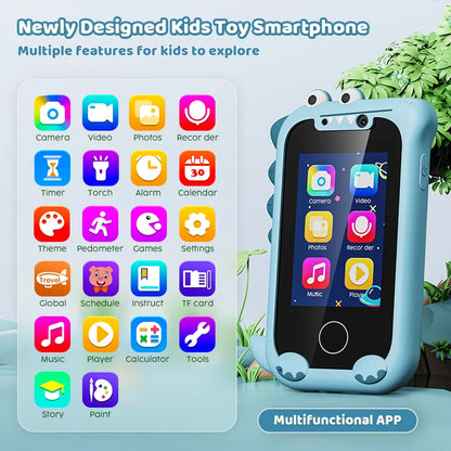 Kids Toy Phone with Dual Camera & MP3 - Touchscreen Learning Toy for 3-12 Year Olds, Birthday Gift Idea