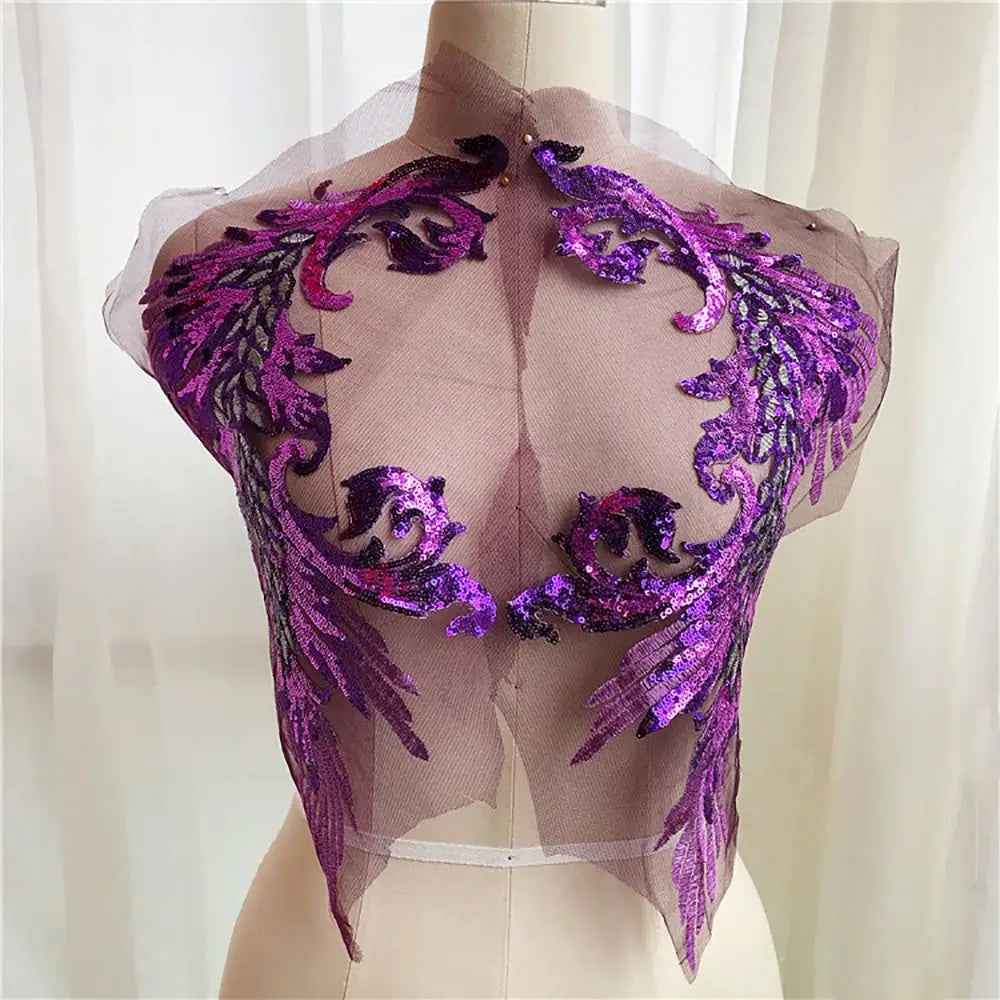 Phoenix Feather Sequin Embroidery Patch - DIY Clothing & Dress Applique Décor