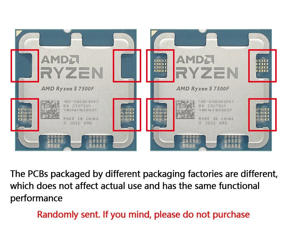 AMD Ryzen 5 7500F CPU - 6-Core, 12-Thread, 3.7GHz, 32MB L3 Cache, 5NM, Socket AM5 (Tray, No Cooler)