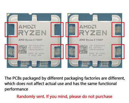 AMD Ryzen 5 7500F CPU - 6-Core, 12-Thread, 3.7GHz, 32MB L3 Cache, 5NM, Socket AM5 (Tray, No Cooler)