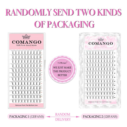 CoMango Premade Volume Fans Short Stem Russian Eyelash Extensions — 3D-10D Faux Mink Lashes Wholesale