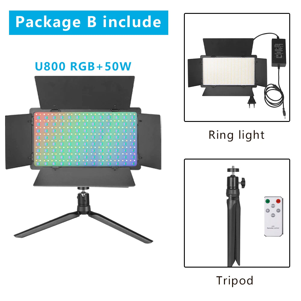U800 RGB LED Photo Studio Light – Video Recording Panel Lamp for YouTube, TikTok & Live Streaming