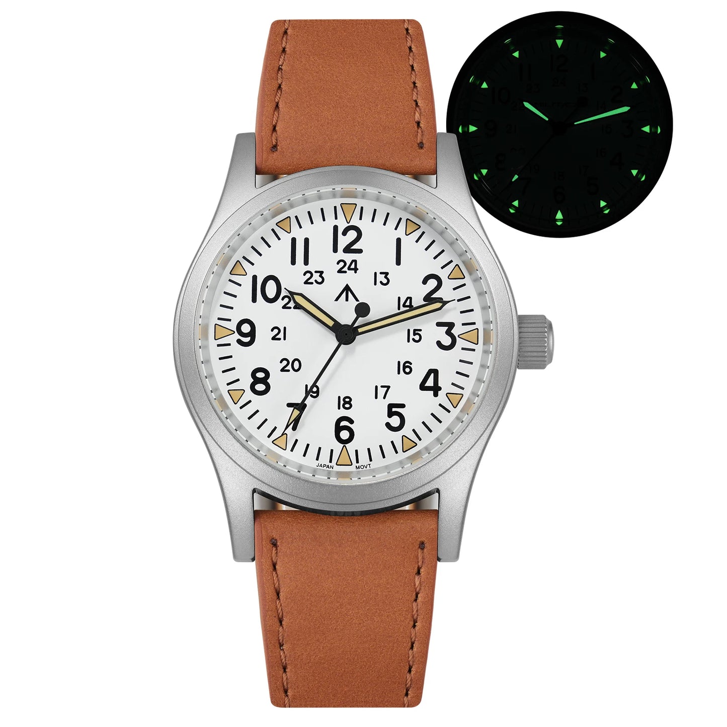Militado ML05 Vintage Quartz Watch 38mm with VH31 Movement, Domed Sapphire Crystal, AR Coating & Luminous Dial