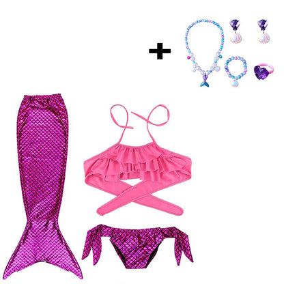Little Girl Mermaid Tail Swimsuit — Kids Beach Bikini Cosplay Costume, Perfect Birthday Gift for Girls