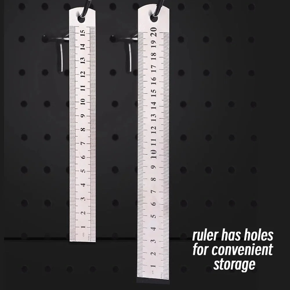 Stainless Steel Precision Ruler - 10-Piece 15-30cm Double-Sided Metric Measuring Scale for Accurate Measurement