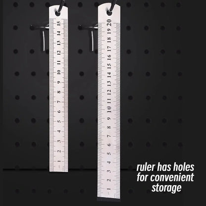 Stainless Steel Precision Ruler - 10-Piece 15-30cm Double-Sided Metric Measuring Scale for Accurate Measurement