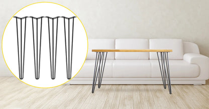 VEVOR 4Pcs Metal Hairpin Table Legs – 16-40 Inch, 3-Rod Design for DIY Furniture, Bench, Dining, Coffee Table