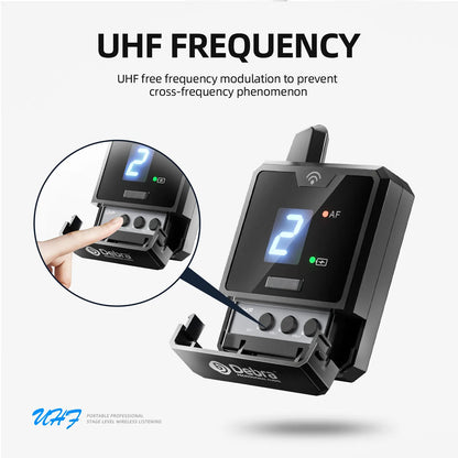 Debra Portable UHF IEM Wireless In-Ear Monitor System – Rechargeable Audio Mini for Music, Live Broadcast & Audio Monitoring