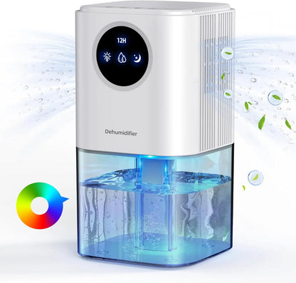 Portable Dehumidifier – 35oz Capacity, Silent Operation, Colorful Lights & Timer Switch for Home & Bedroom