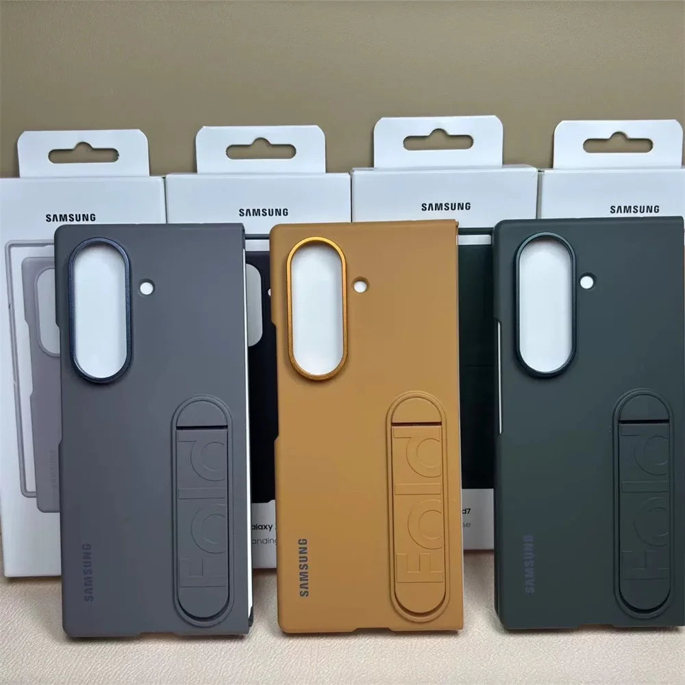 Luxury Standable Matte Silicone Phone Case for Samsung Galaxy Z Fold 6-7 – Skin Feel Full-Back Protective Cover