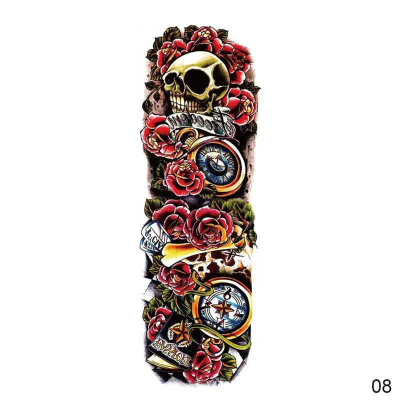 16 Designs Full Arm Temporary Tattoo Sleeves - Waterproof Body Art Stickers for Men & Women Fashion Style