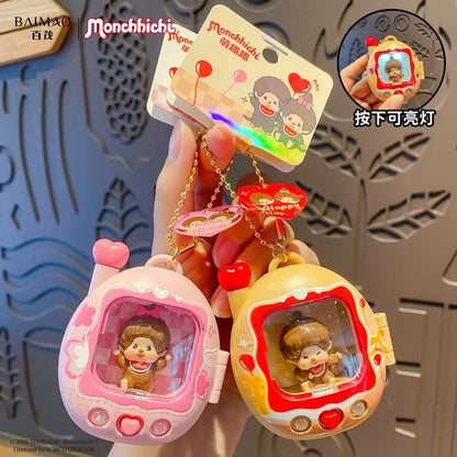 Cute Cartoon Backpack with Glowing Figurine Keychain - Funny Pet-Themed Schoolbag Pendant