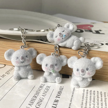 Cartoon Plush Koala Keychain – Cute Fluffy Doll Bag Pendant, DIY Keyring Charm Gift for Women