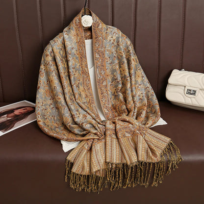 Luxury Autumn Cashmere Pashmina Shawl – Warm Winter Scarves for Women, Printed Cotton Foulard Stole Scarf 2023