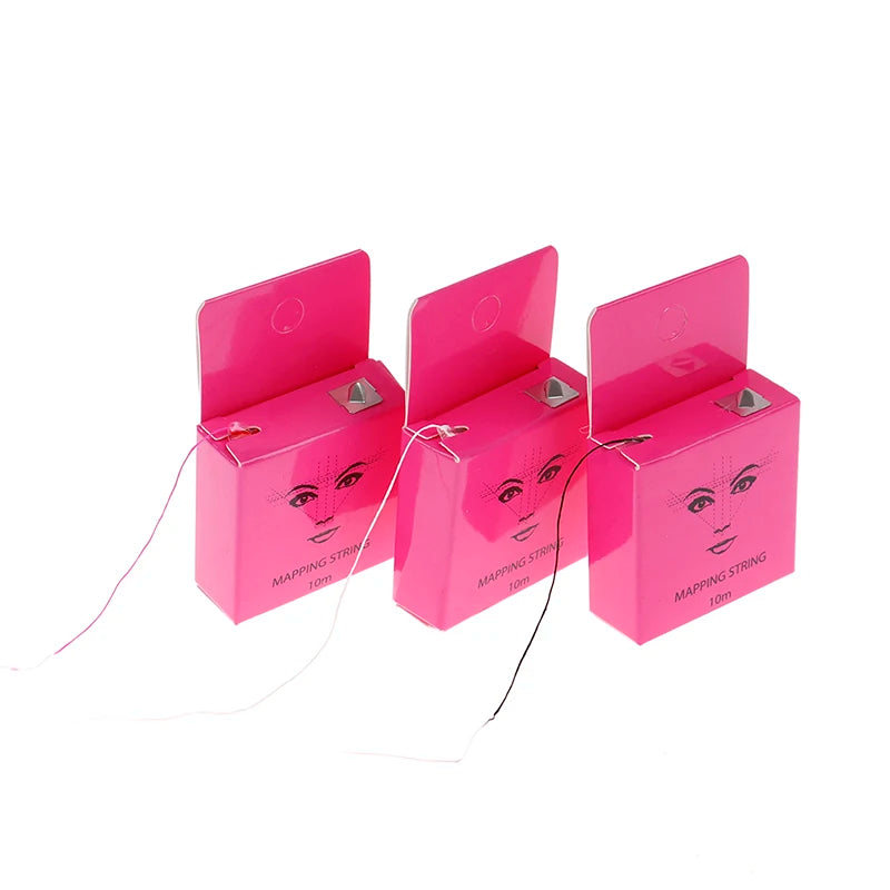 10M Pre-Inked Microblading Mapping String — Eyebrow Brow Marker Thread (White/Black/Pink) for Permanent Makeup