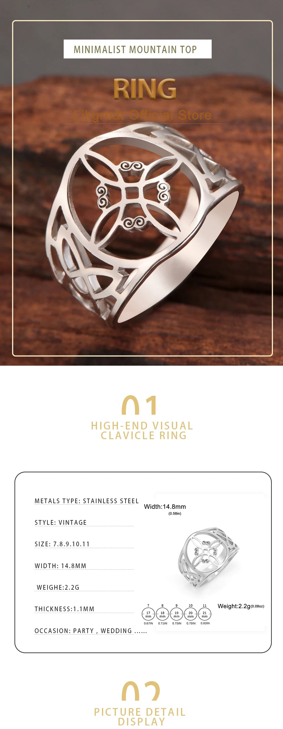 LIKGREAT Witch Knot Ring – Hollow Stainless Steel Celtic Amulet, Protection Jewelry for Men & Women, Couple Gifts