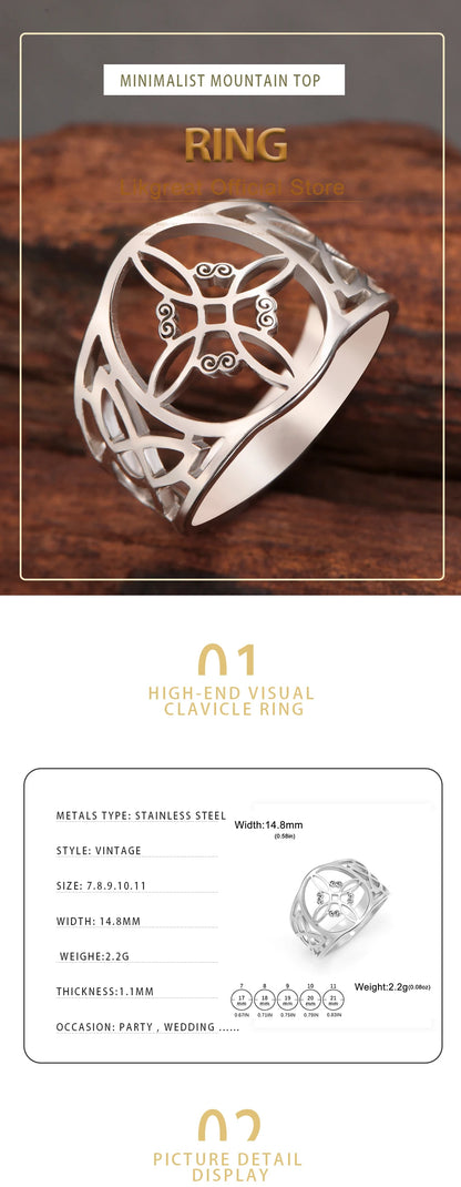 LIKGREAT Witch Knot Ring – Hollow Stainless Steel Celtic Amulet, Protection Jewelry for Men & Women, Couple Gifts