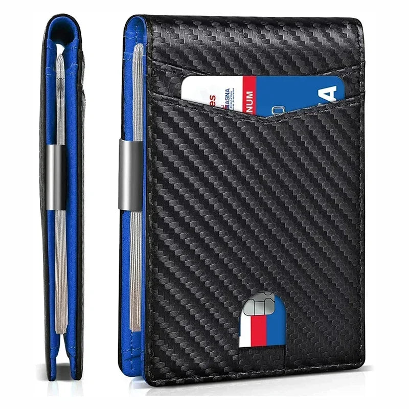 RFID Carbon Fiber Slim Wallet for Men – Luxury Money Bag, Thin Card Holder, Small Short Billfold Purse
