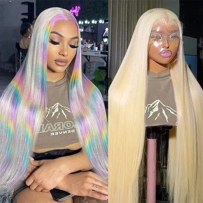 40-42 Inch 613 Blonde HD Lace Front Wig – 13x6 Straight Human Hair, 250% Density Brazilian Wig for Women