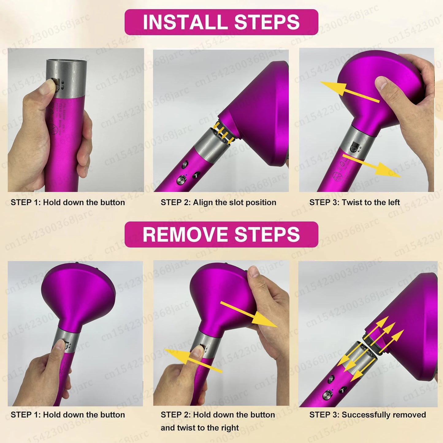 Hair Styler Nozzle for Dyson Airwrap HS01/HS05 – Multi Hair Curler & Smoothing Brush Accessory