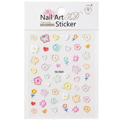5D Macaron Nail Stickers - Embossed Flower, Fruit, Bear & Rabbit Charms for Summer DIY Manicure Decoration