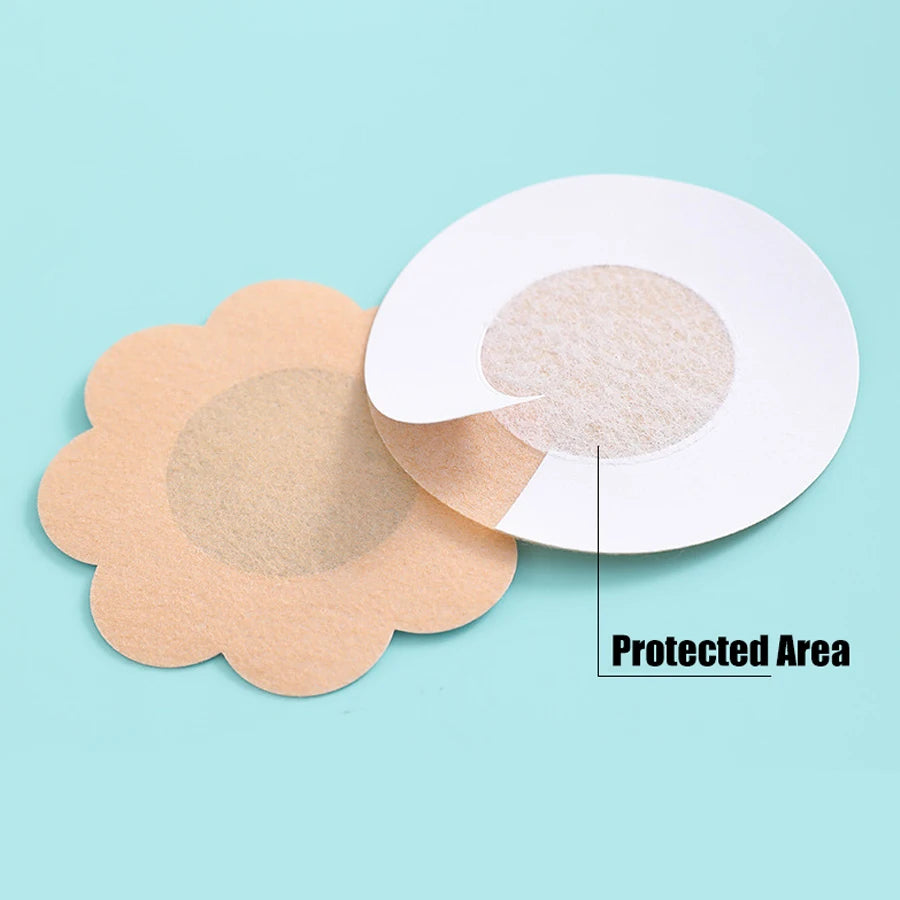 100PC Disposable Cloth Nipple Covers – Invisible Bra Pasties, Breast Petals & Chest Stickers for Women