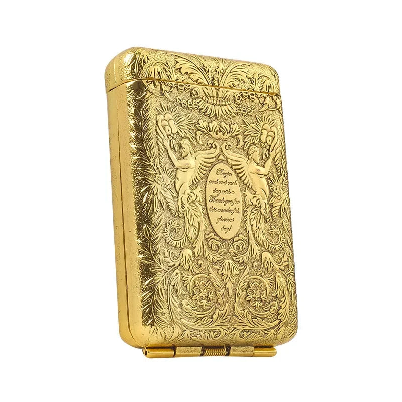 Retro Carved Metal Cigarette Case - Luxury Pocket Tobacco Holder for 14 Cigarettes & Smoking Accessories