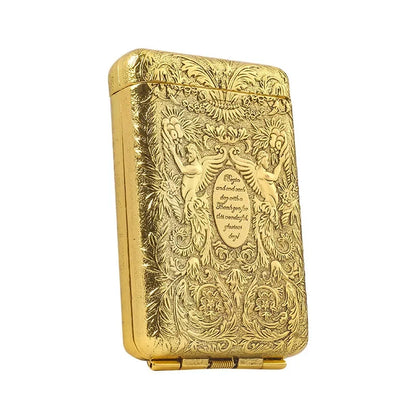 Retro Carved Metal Cigarette Case - Luxury Pocket Tobacco Holder for 14 Cigarettes & Smoking Accessories