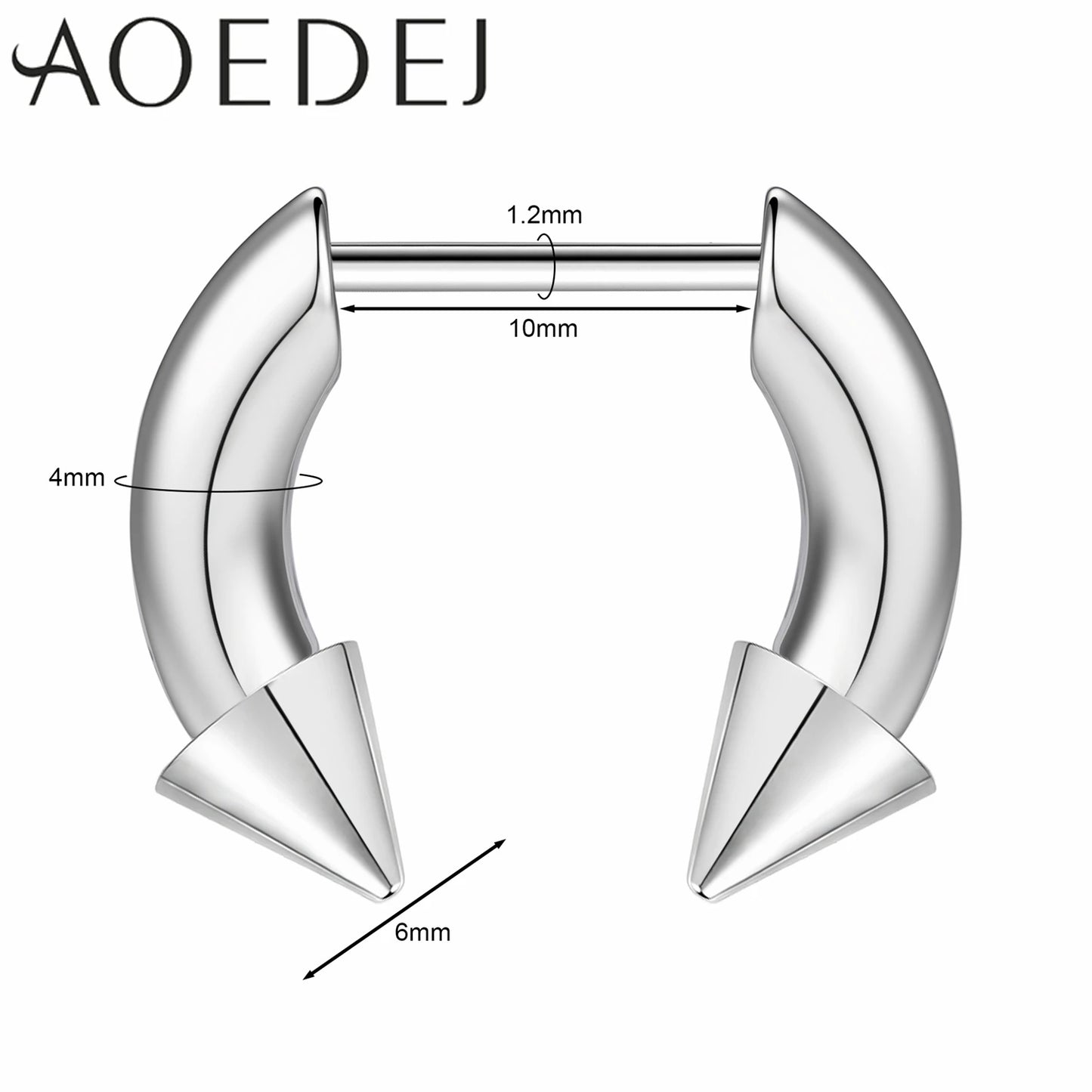 AOEDEJ 16G Stainless Steel Plug-In Style Nose Ring – Spike Ox Horn Septum Ring for Men & Women Large Gauge Body Piercing (8–10mm) Single Piece