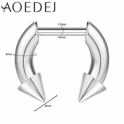 AOEDEJ 16G Stainless Steel Plug-In Style Nose Ring – Spike Ox Horn Septum Ring for Men & Women Large Gauge Body Piercing (8–10mm) Single Piece