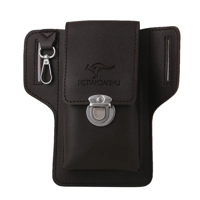 Phone Belt Bag for Men – High-Quality PU Leather Cell Phone Loop Holster Pouch Wallet | Multifunctional Phone Case