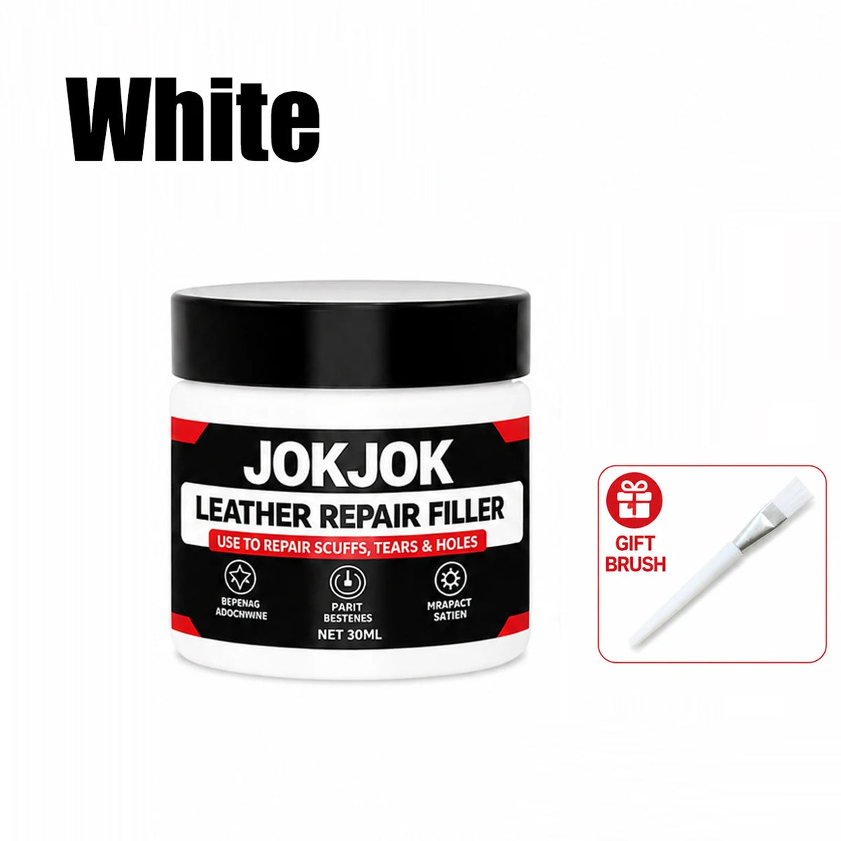 JOKJOK Leather Repair Filler 30ml - Black PU Vinyl Paste for Car Seats, Sofas, Shoes, Scratches, and Cracks