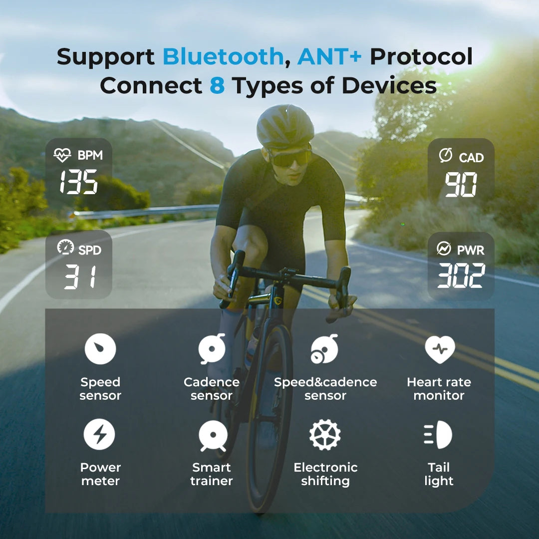 GPS Navigation Bike Computer - Colorful Screen Geoid CC600, Wireless Speedometer, GPX, Wifi Cycling Odometer, ANT+ Indoor Power