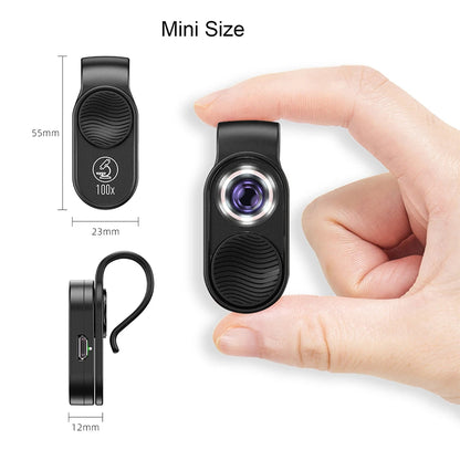 100X/200X Microscope Phone Lens with Clip – Magnifier for Plants, Insects, Hair, Skin, Jewelry & Jade Inspection