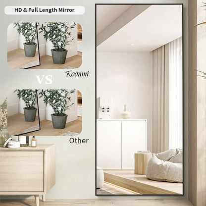 Large Full Length Mirror 34"x76" – Floor Body Mirror with Stand, Metal Frame for Wall-Mounted, Hanging or Leaning Vanity Use